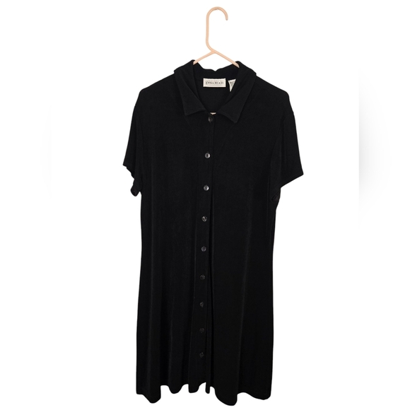 bill blass Dresses & Skirts - Vintage Bill Blass Women's Size 3 Black Dress Button Down Short Sleeve Collared